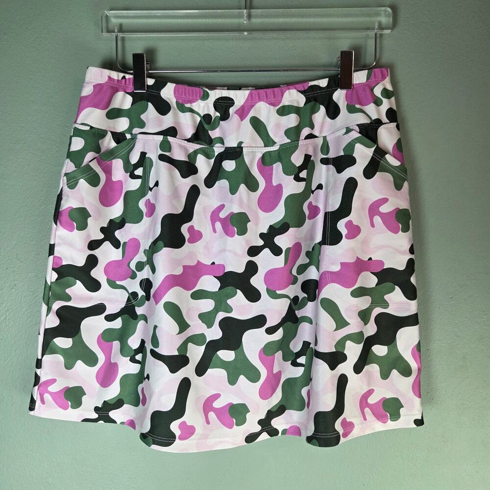 B Skinz Womens XL Camouflage Athletic Mini Skirt Skort Green Pink Camo Sporty